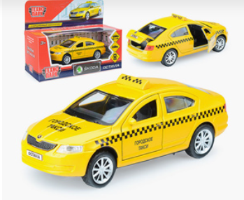 УРТ Машина металл Skoda Octavia Такси, 12см,(открыв. двери) инерц. в коробке OCTAVIA-T