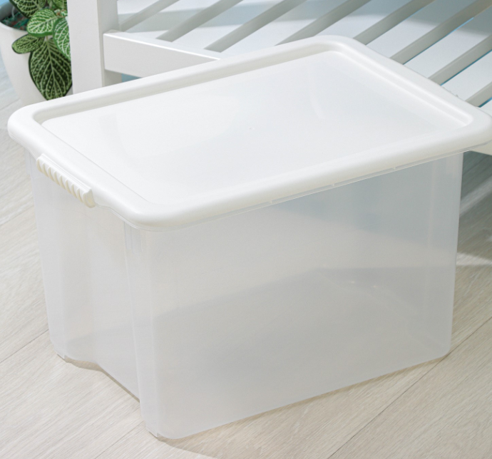СЛЕНД Контейнер для хранения с крышкой Porter, 21 л, 42×32×26 см, цвет слоновая кость